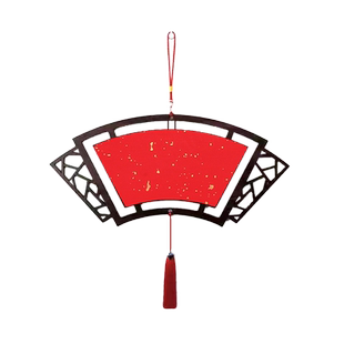 万年红福卡宣纸木质镂空雕刻挂件免装裱空白手写洒金对联斗方福字硬卡新年春节装饰流苏吊坠古风窗花灯笼挂饰