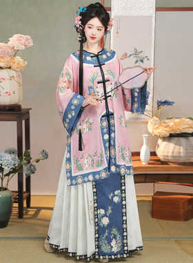 新款猫神原创清汉女格格服马面裙对襟圆领复古风民族清代宫廷套装