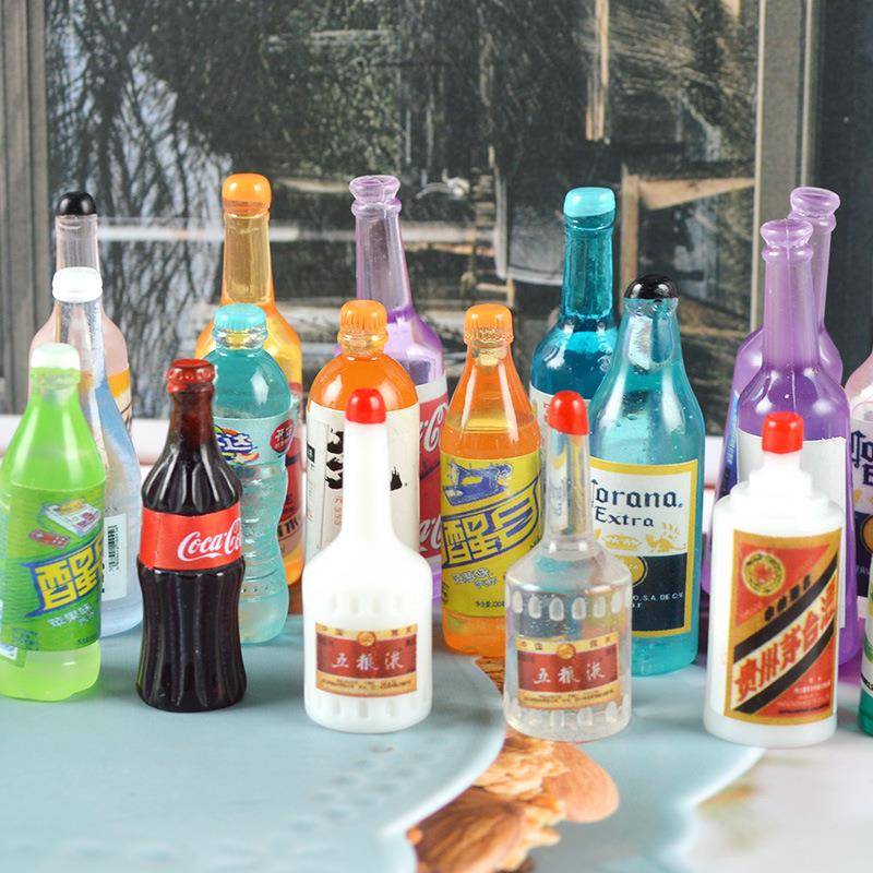 迷你树脂饮料瓶子酒瓶小夜灯配件微缩超市食玩模型娃娃屋摆件