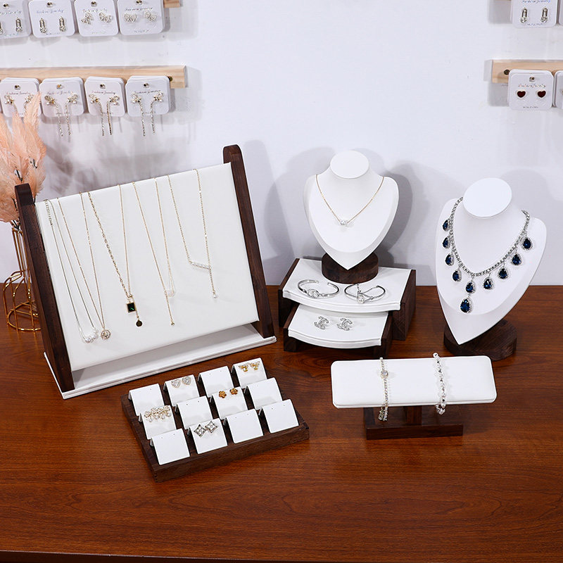 姚华祥胡桃木首饰架组合套装创意高档拍摄耳环项链饰品展示架道具