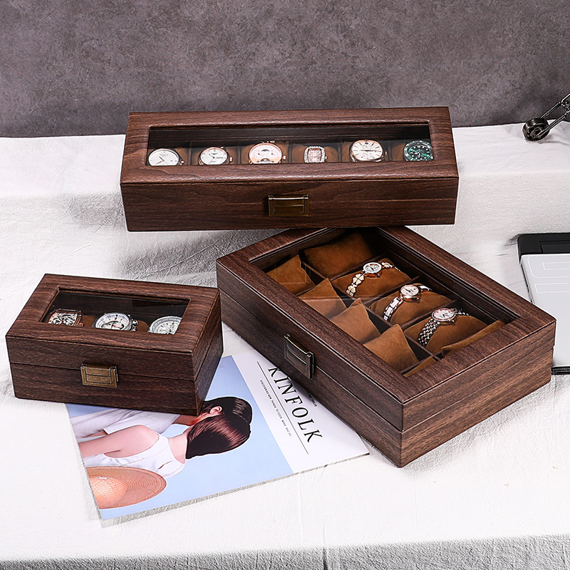 防尘玻璃盖手表收纳盒首饰盒