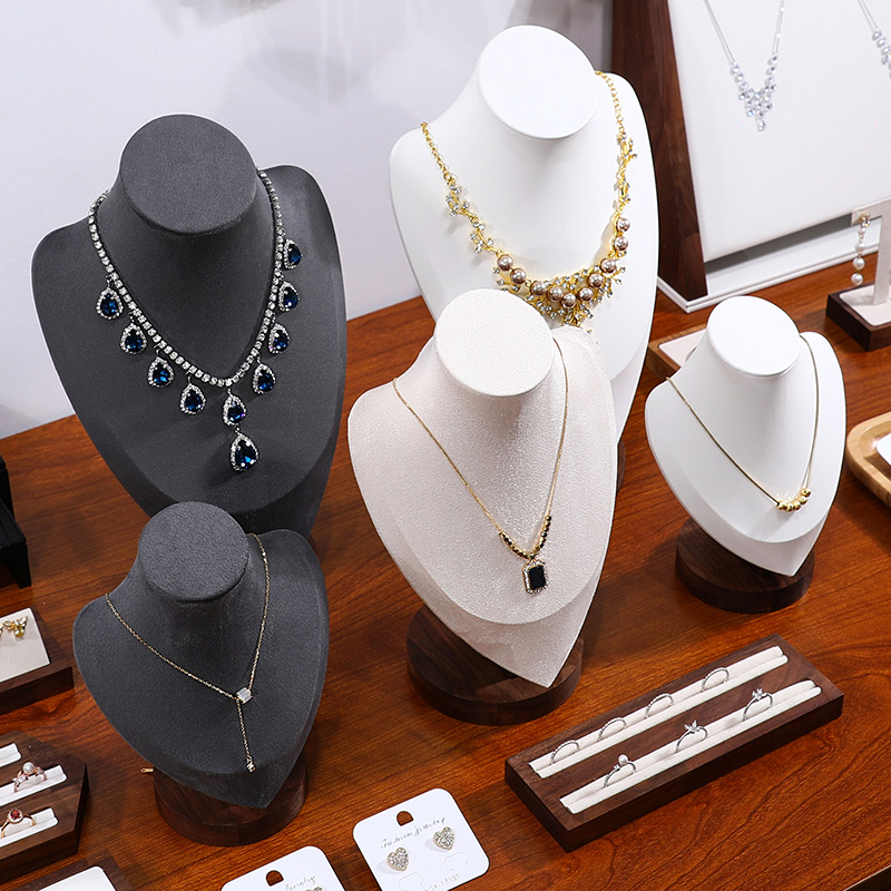 胡桃木脖子项链展示架饰品架