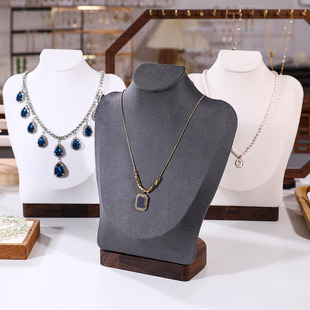胡桃木模特展示架半身脖子项链展示架吊坠首饰架饰品珠宝陈列摆件