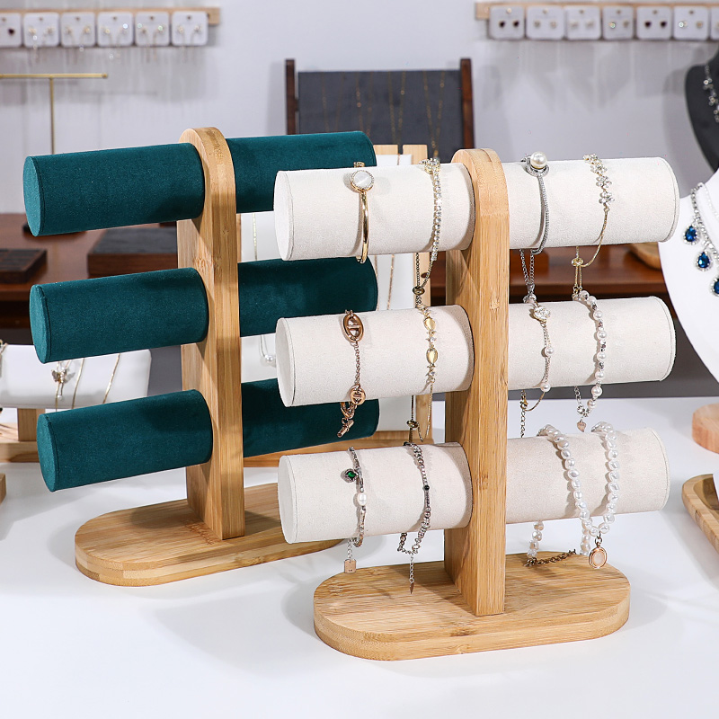 立式三层竹子手镯展示架饰品手表收纳收纳架珠宝手串首饰陈列道具