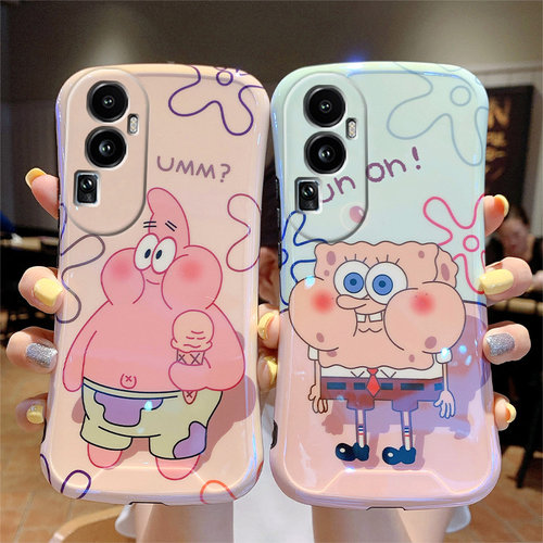 海绵宝宝适用OPPO reno11的手机壳7/8个性小蛮腰rone10潮牌硅胶7se保护套9pro+女生新款6镜头全包5K防摔外壳