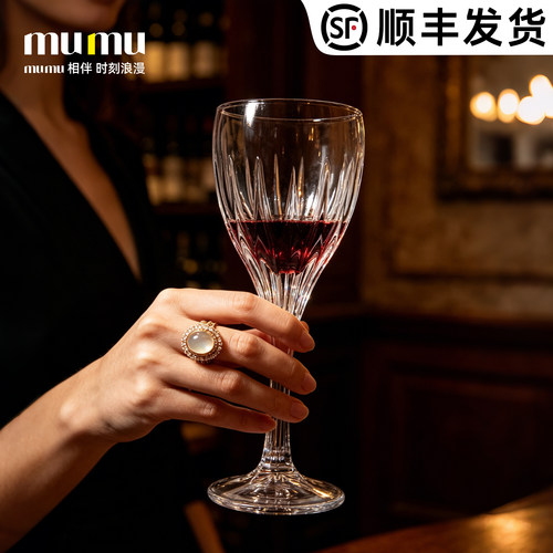 mumu宫廷风刻花红酒杯