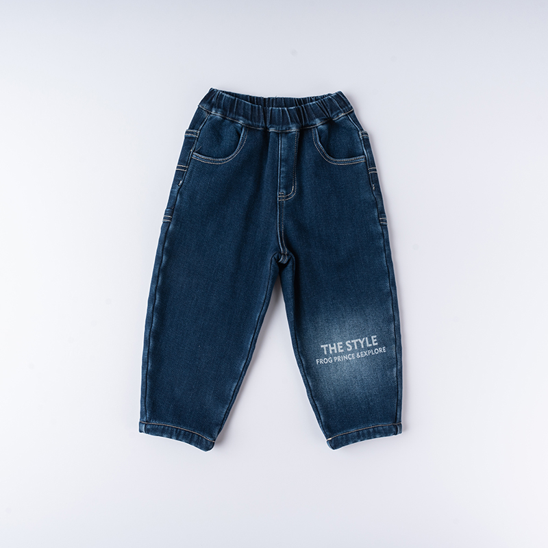 青蛙王子童装男童牛仔裤冬季新款宝宝冬装裤子小男孩百搭休闲裤