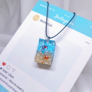 金鱼锦鲤水波纹项链波光粼粼小红鱼情侣项坠挂件治愈清新手机链