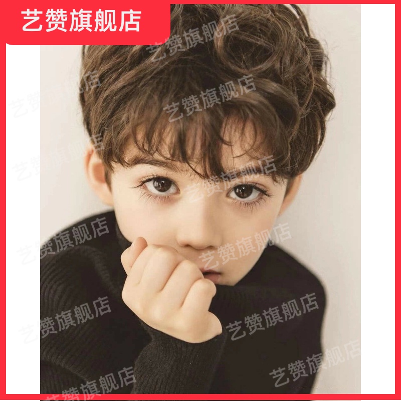 艺赞假发男儿童短发韩版帅气自然网红齐刘海纹理烫学生男士逼真全