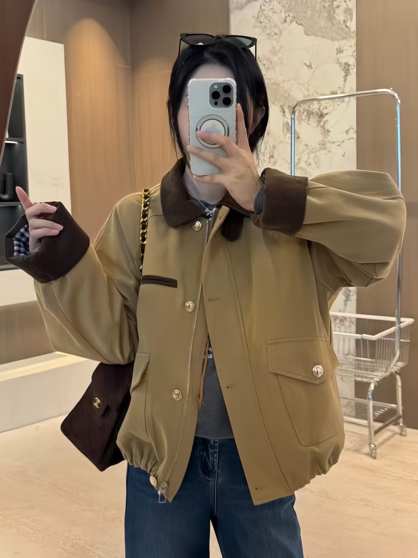 露丝同款夹棉加厚短款外套女2025秋冬新款宽松百搭棉衣夹克上衣潮