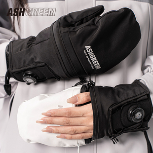 ASHGREEM滑雪手套内置护板防水刻滑凯夫拉耐磨旋转扣单双板女保暖