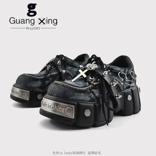 光杏原创亚文化小众厚底小皮鞋女