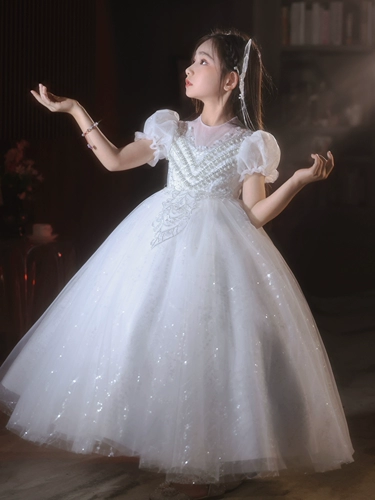 Летний наряд маленькой принцессы, детское платье девочки цветочницы, наряд для музыкальных выступлений