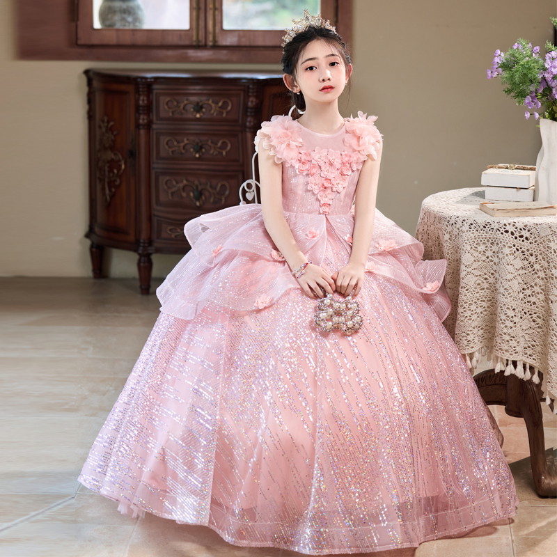 女童粉色轻奢小众高端礼服