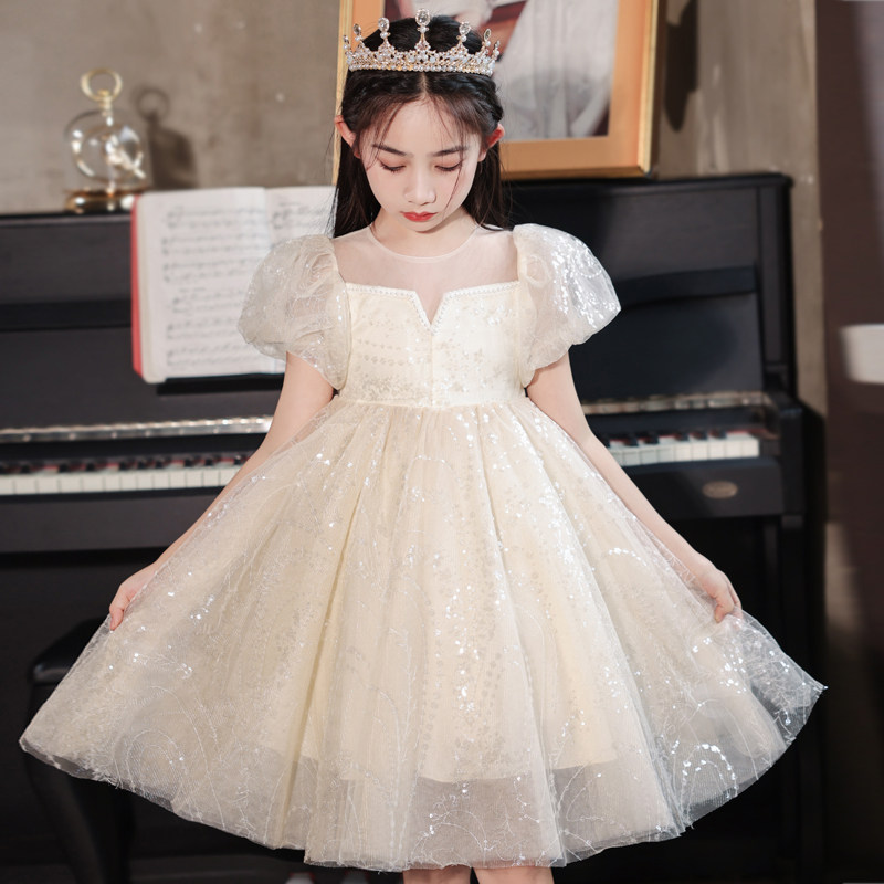 高端女童短款礼服生日公主裙夏季花童主持钢琴演奏六一儿童演出服