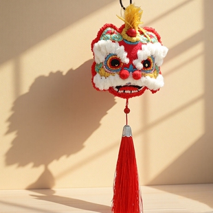 2026新款刺绣醒狮头挂饰手工diy材料包平安符春节装饰挂件