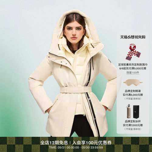 MACKAGE女士毛领中长收腰羽绒服