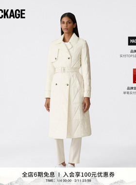 【早春新品】MACKAGE女士 MAVIS长款绗缝风衣式外套腰带收腰休闲