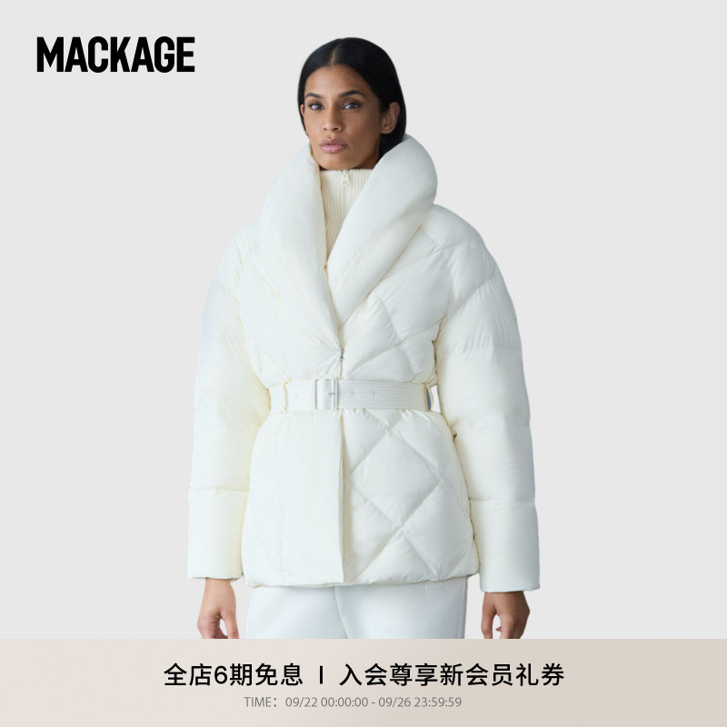 MACKAGE女士 OLIVE 围巾领收腰羽绒服夹克外套上衣 秋冬新品
