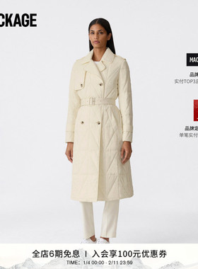 【早春新品】MACKAGE女士 MAVIS长款绗缝风衣式外套腰带收腰休闲