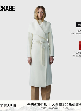 【明星同款】MACKAGE 女士 MAI经典长款修身显瘦羊毛毛呢大衣外套