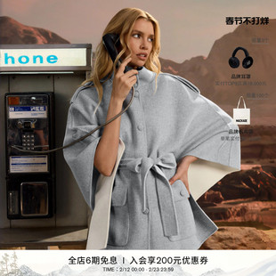【早春新品】MACKAGE女士 HENRIETTA斗篷大衣外套立领腰带设计