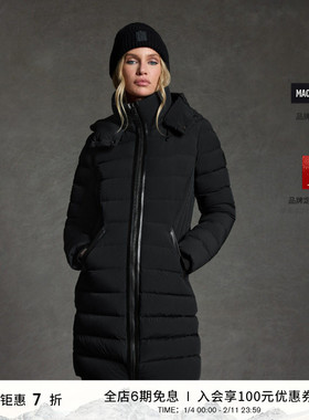 MACKAGE女士 FARREN连帽中长款绗缝排骨羽绒服外套上衣 秋冬新品