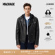 MACKAGE男士 MAGNUS可拆卸连帽机车帅气休闲皮衣外套上衣情侣款