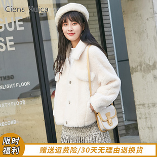 冬季 2019新款 加厚羊剪绒外套女 清仓羊羔毛颗粒绒短款 反季
