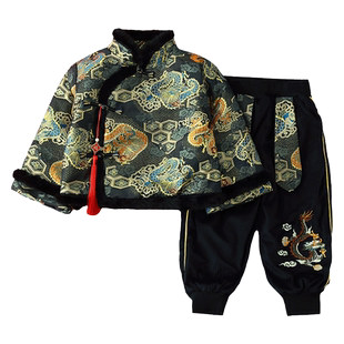 儿童拜年服男女童冬季套装唐装国风加厚中式过年喜庆龙年宝宝汉服