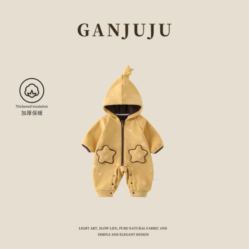 婴童秋冬加厚保暖连帽星星哈衣