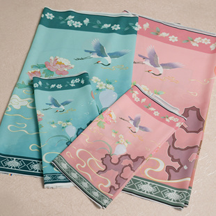 3分娃6分娃印花裙裁片闺阁点香乱麻雪纺娃衣布古风汉服BJD原创