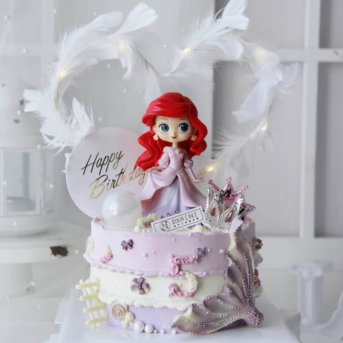 女孩生日蛋糕装饰美人鱼公主