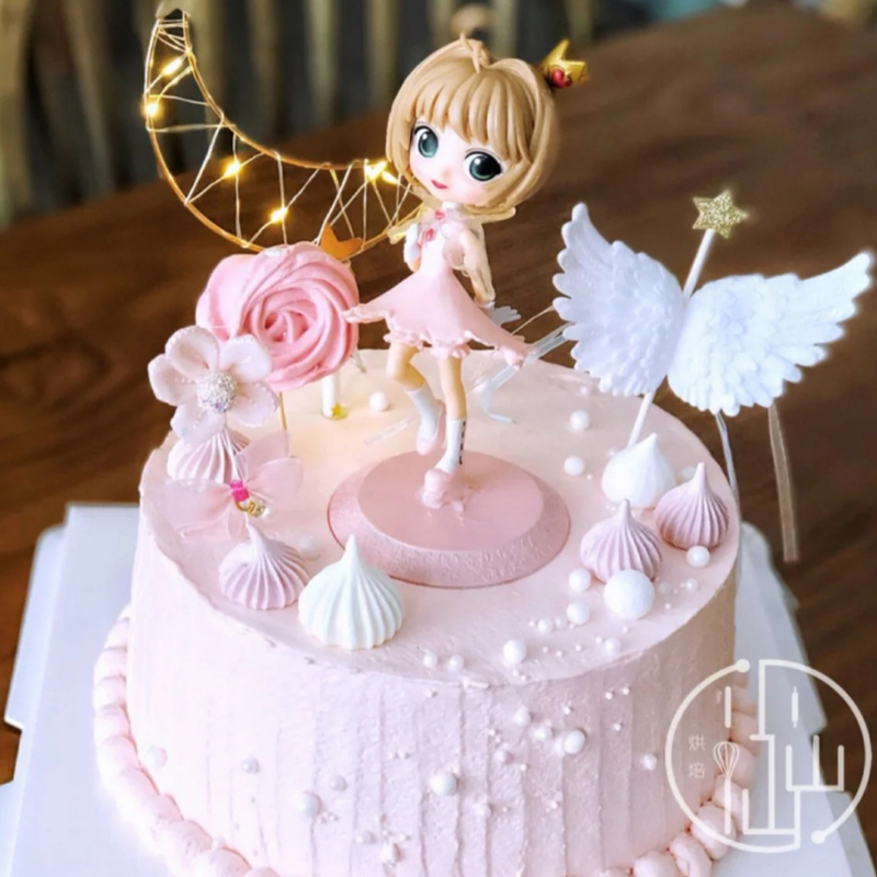 Q版大眼公主手办生日蛋糕装饰魔法百变小樱美少女甜品台烘焙摆件