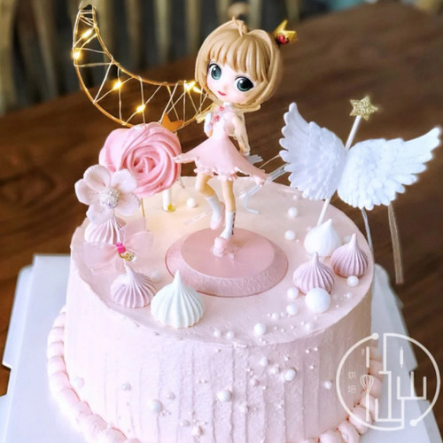 Q版大眼公主手办生日蛋糕装饰魔法百变小樱美少女甜品台烘焙摆件