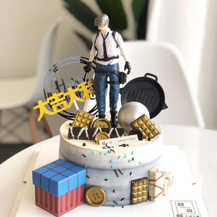 饰摆件男女手办配件 烘焙公仔大吉大利今晚吃鸡绝地求生生日蛋糕装