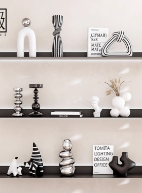 北欧风格书架开 放格软装饰品电视墙壁龛抽象艺术个性客厅书房摆