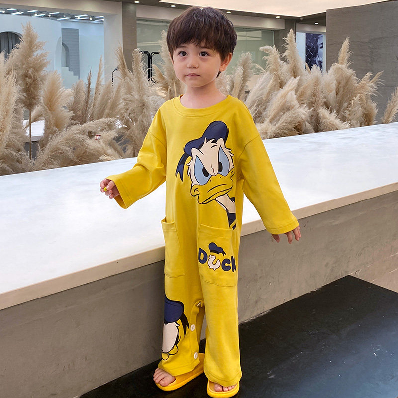 小萌宝宝3四岁2衣服秋冬天纯棉长袖连体衣男孩中大童春秋连身睡衣