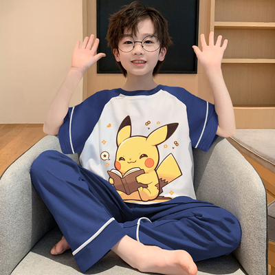 男童短袖睡衣夏季薄儿童纯棉套装