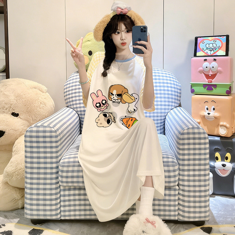 睡衣暹罗厘普女款短袖睡裙莫代尔