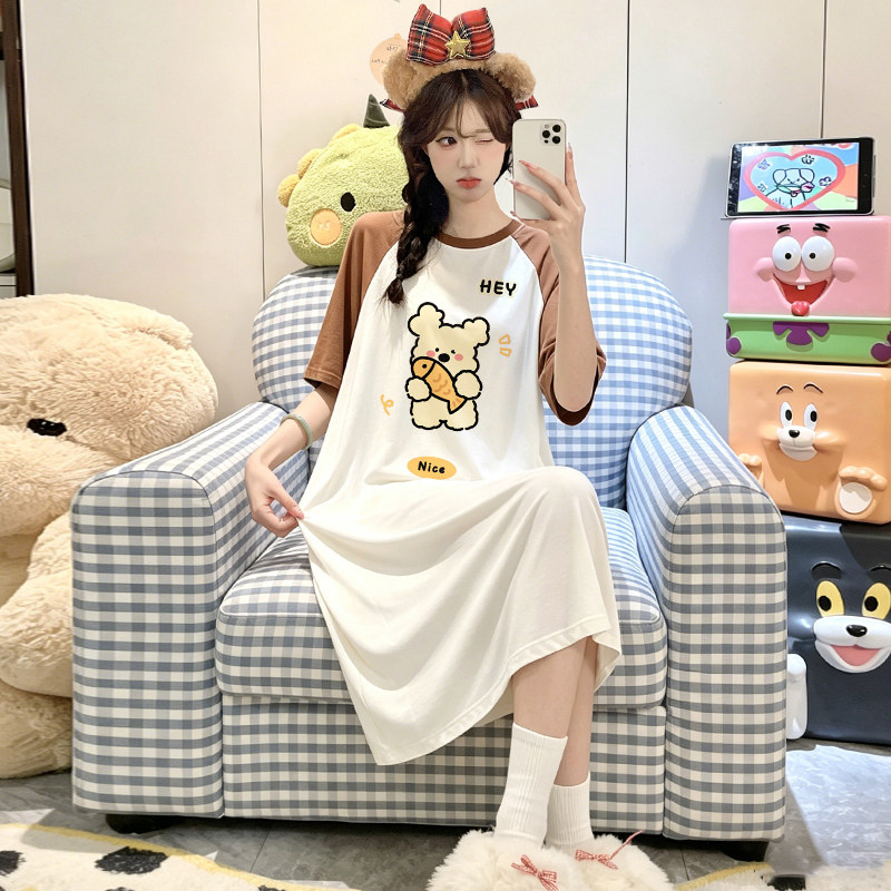 睡衣女款夏季莫代尔初中生家居裙