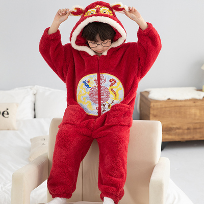 儿童连体睡衣男童冬季珊瑚绒睡袋