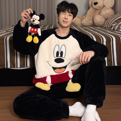 男款睡衣珊瑚绒冬季青少年套装