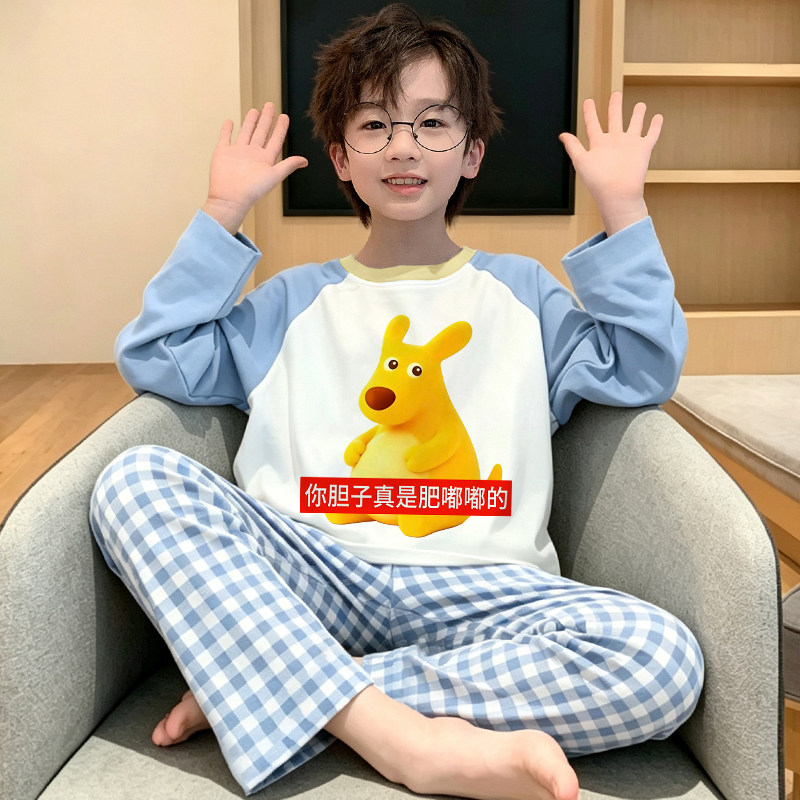 男童睡衣儿童纯棉长袖秋季套装