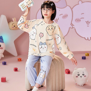 乌萨奇睡衣女童吉伊卡哇2025年春秋新款初中生卡通女孩纯棉家居服