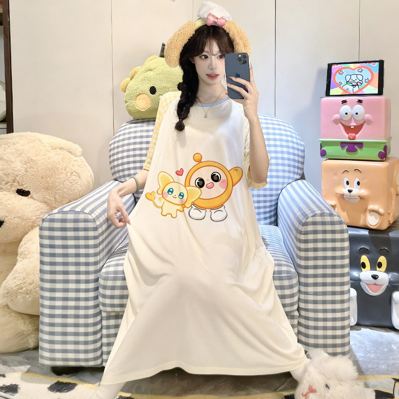 女款睡裙蛋仔莫代尔短袖睡衣夏季