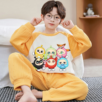蛋仔男童睡衣冬空气棉保暖家居服