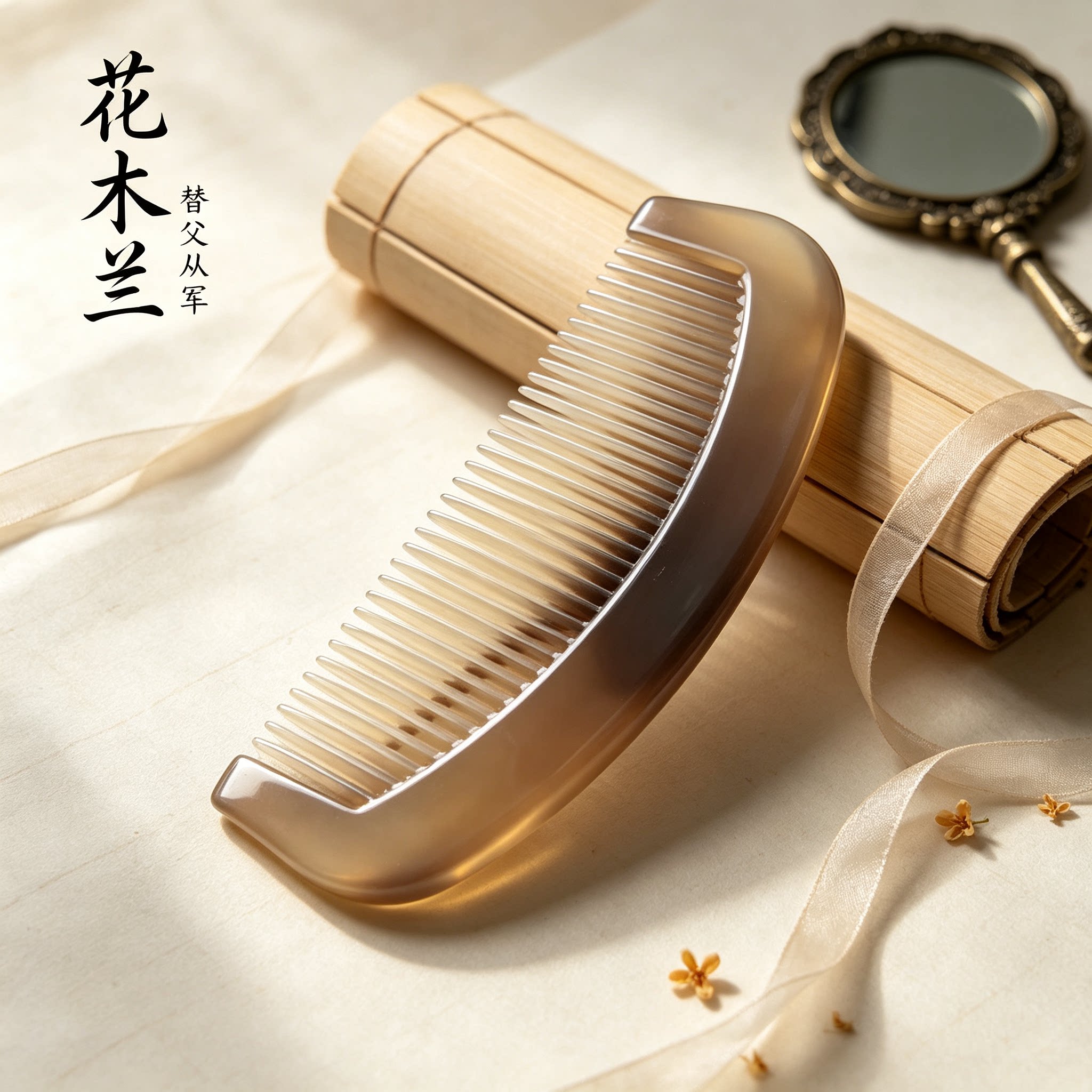 女士中国风天然牛筋防静电梳子