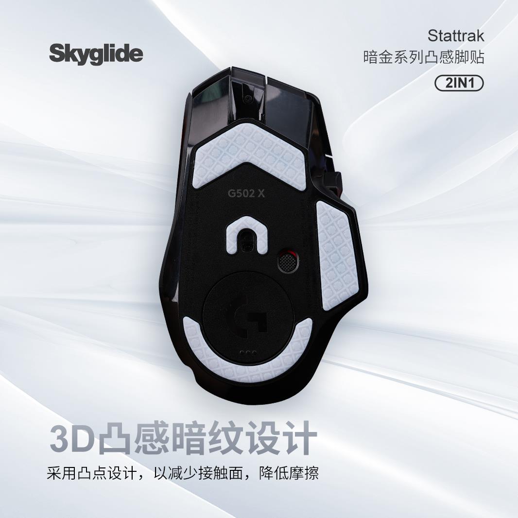 Skyglide暗金3D凸感鼠标脚贴适用于G502X鼠标顺滑耐磨定位脚垫