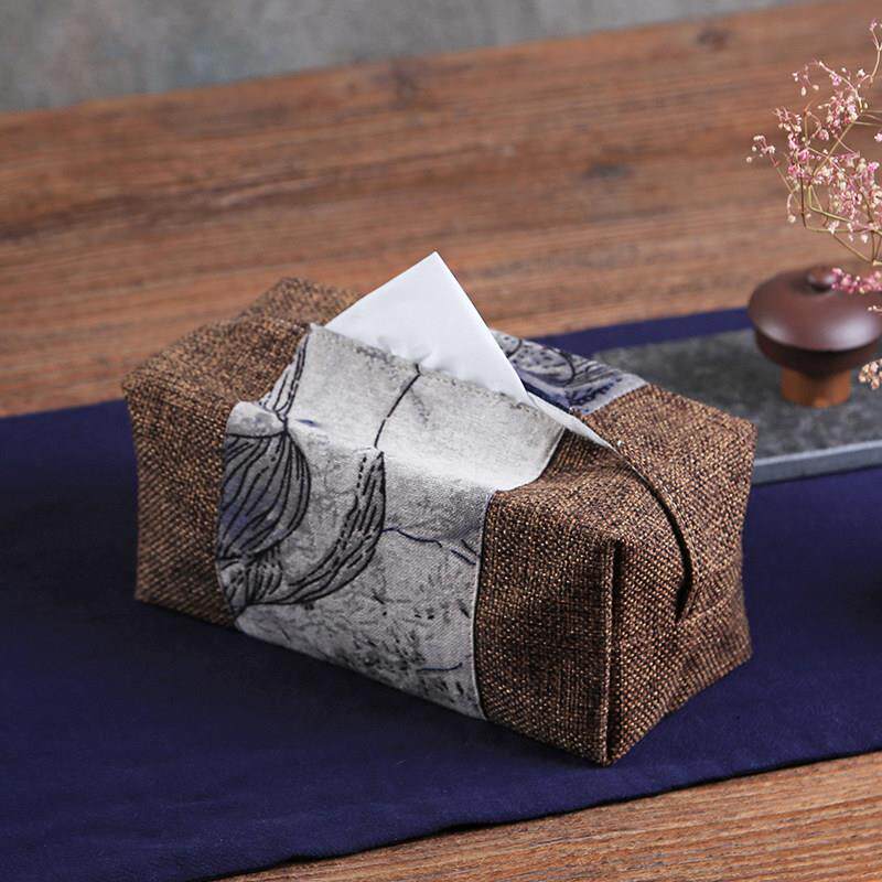 手工棉麻布艺纸巾盒 车用客厅抽纸盒 田园风创意面巾纸巾收纳盒